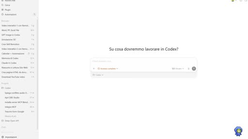 Interfaccia di Codex con la domanda 'Su cosa dovremmo lavorare in Codex?'