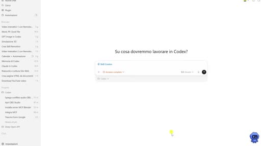 Skill richiamata con il dollaro in Codex (Skill Creator)