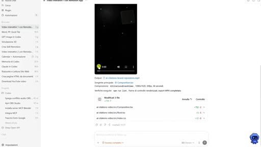 Video interattivo generato con Remotion in Codex
