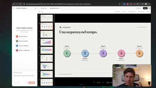 Output di template 'Una sequenza nel tempo' con 5 fasi circolari colorate