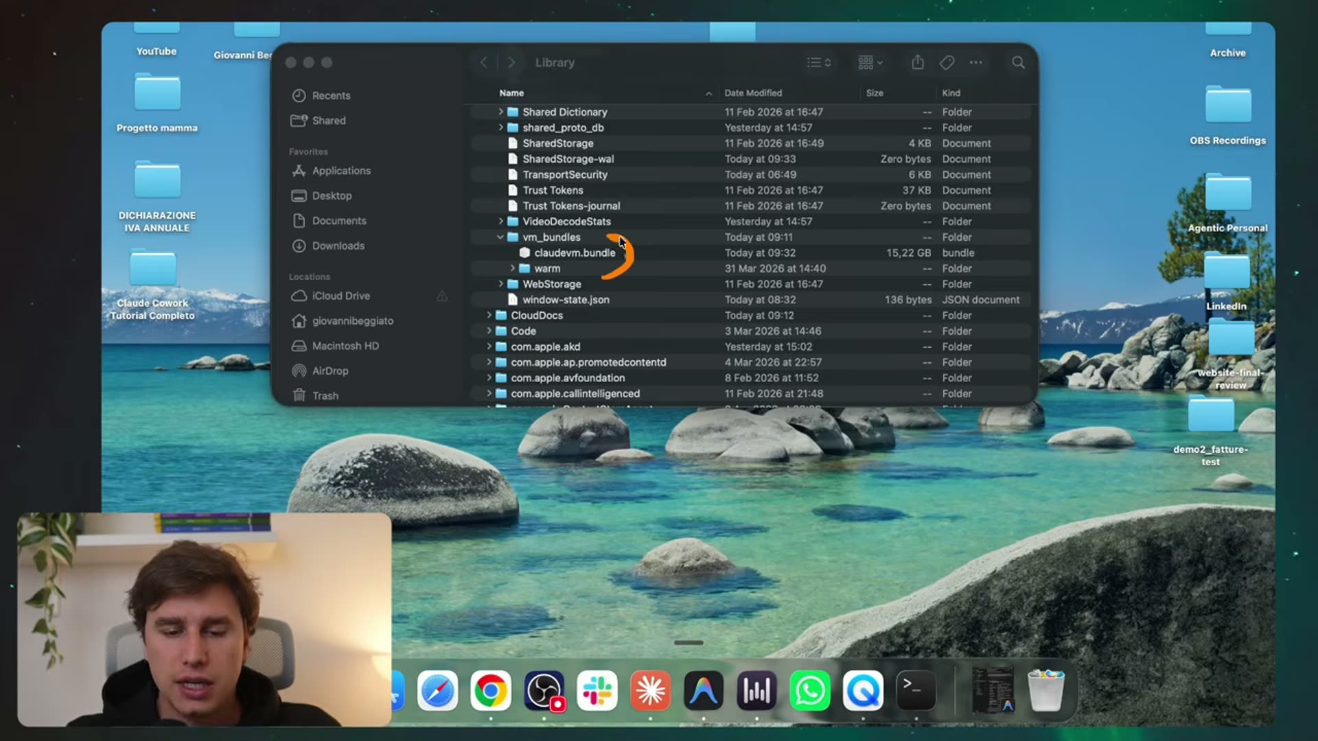 Finder in Library/Application Support con i VM bundles