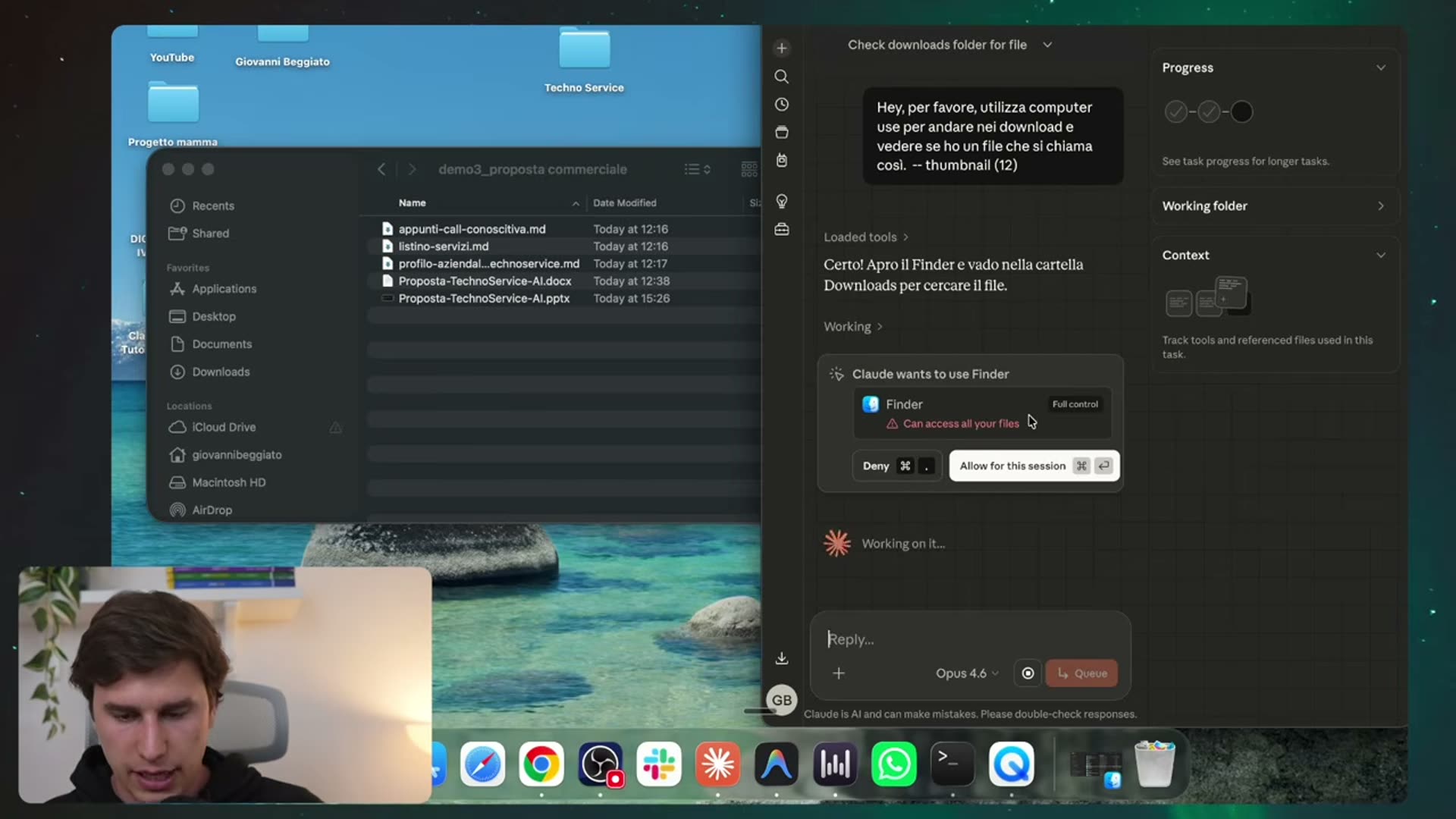 Richiesta di permesso per usare il Finder con computer use
