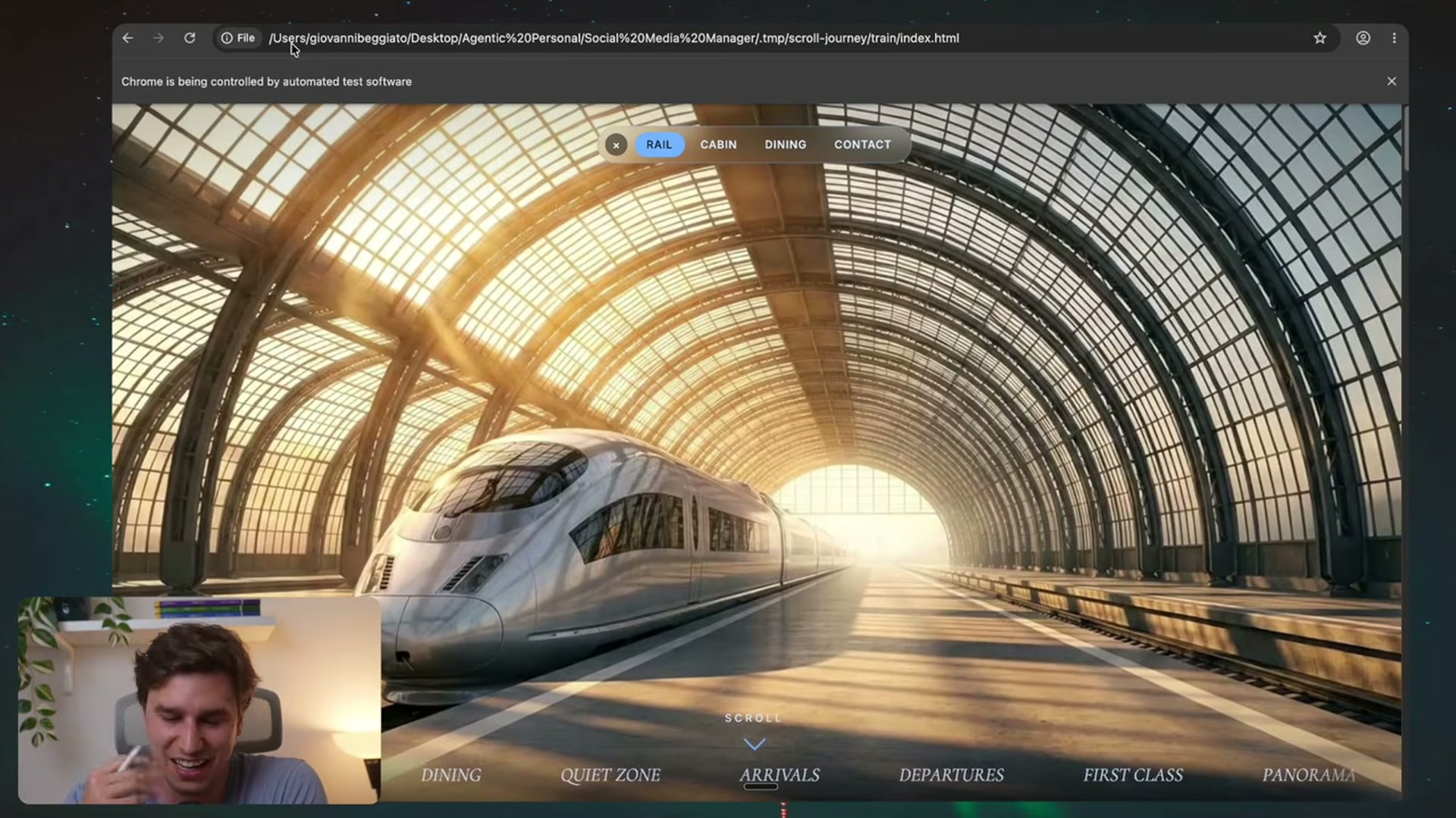 L'agente mostra il prompt scroll-journey e i passaggi di generazione