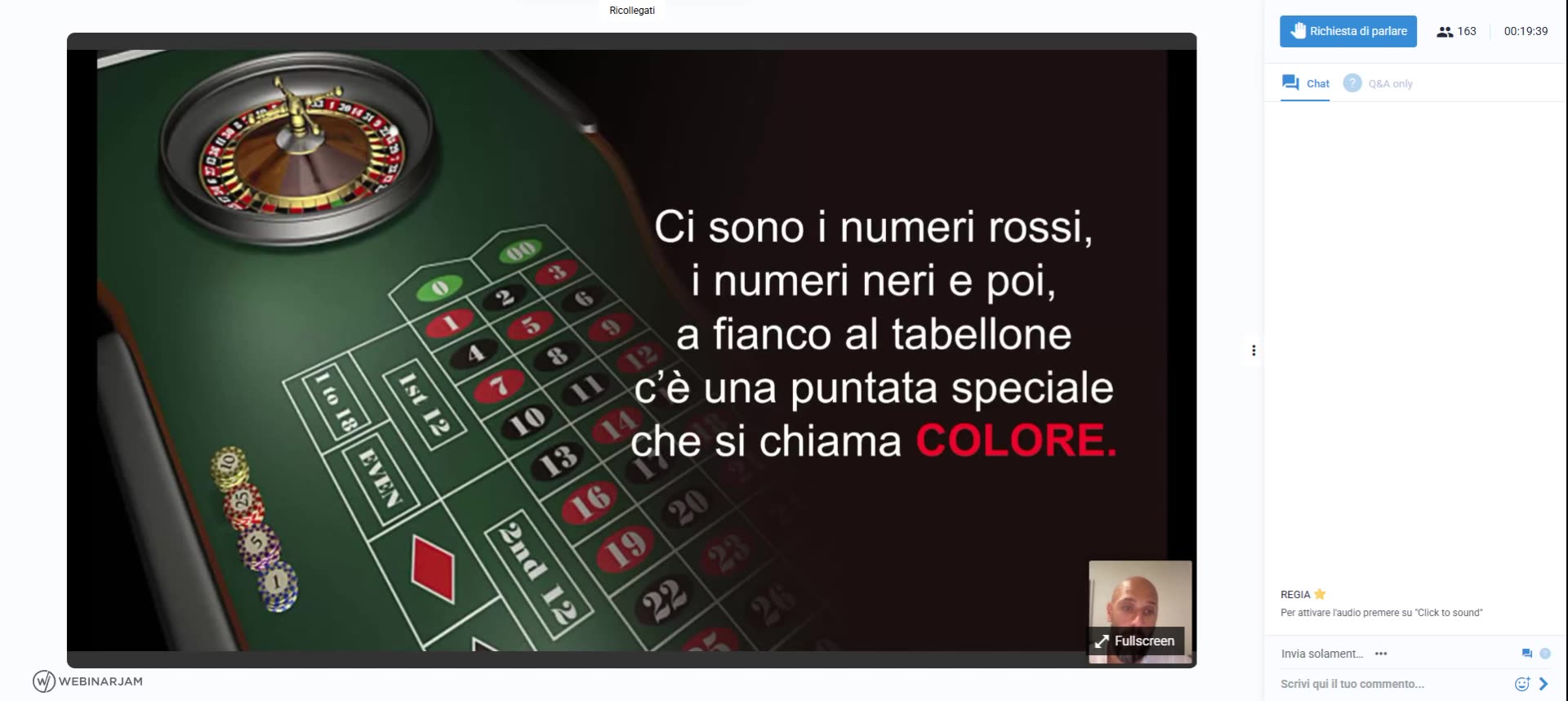 Slide della roulette con puntata sul colore